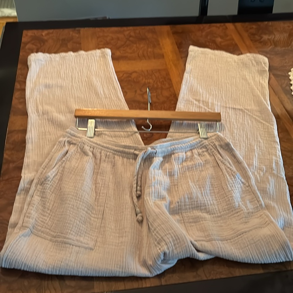 Light Beige Gauze Drawstring Pants